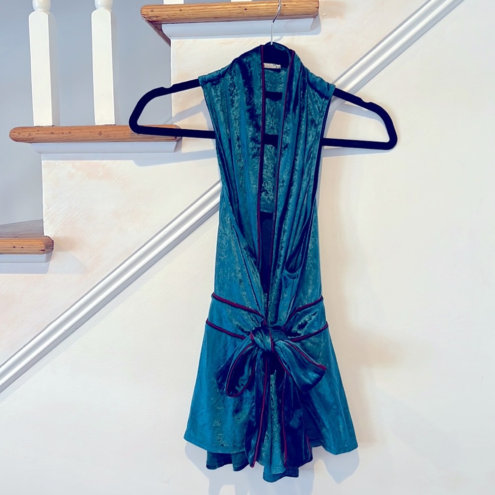 Intimately by Free People deep turquoise sleep or night out plunge neck shirt